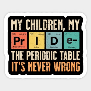 My Children, My Pride The Periodic Table It's Never Wrong Sticker